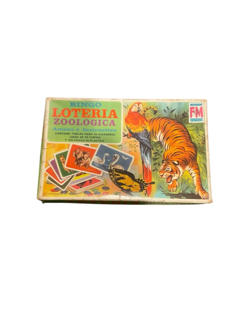Source Unknown Bingo Loteria Zoologica Game - Orange, Green, Yellow Artwork